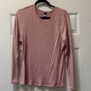 Old Navy Women's Blush Ribbed Long Sleeve Tee